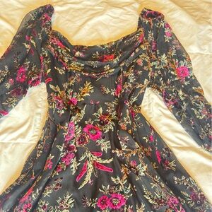 Showpo Black Dress with Floral Accents